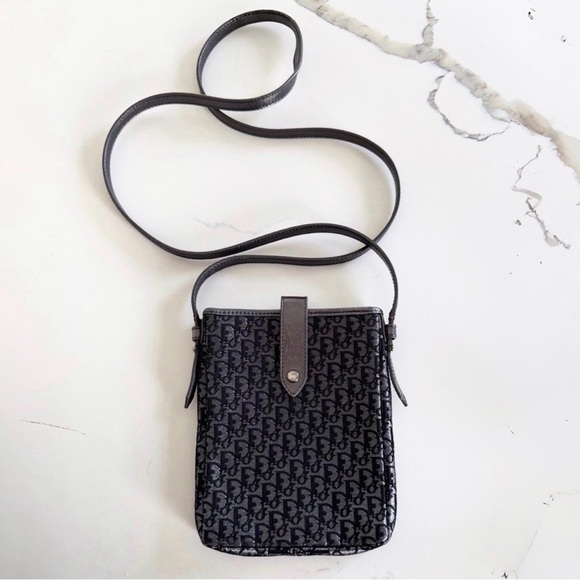 Dior Handbags - Dior Black Monogram Crossbody Phone Pouch